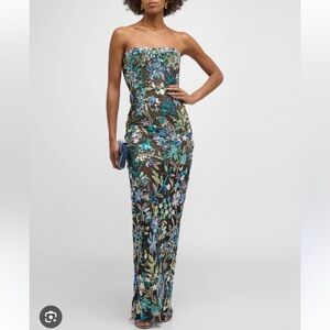 Dahlia Strapless Floral-Embroidered Column Gown by Bronx and Banco